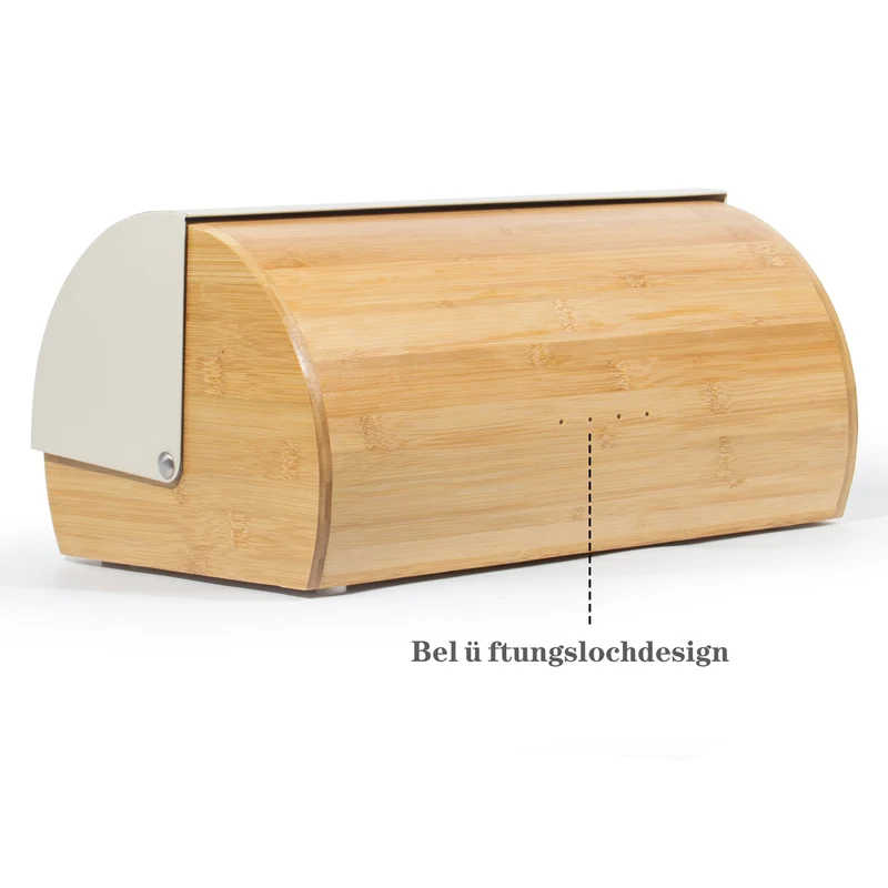 Brotkasten Metall Holz, Brotbox Schwarz, Brot Aufbewahrungsbox groß, Brotkorb mit Deckel, Bread Box Küche, Brotbeutel (cream-39cm)
