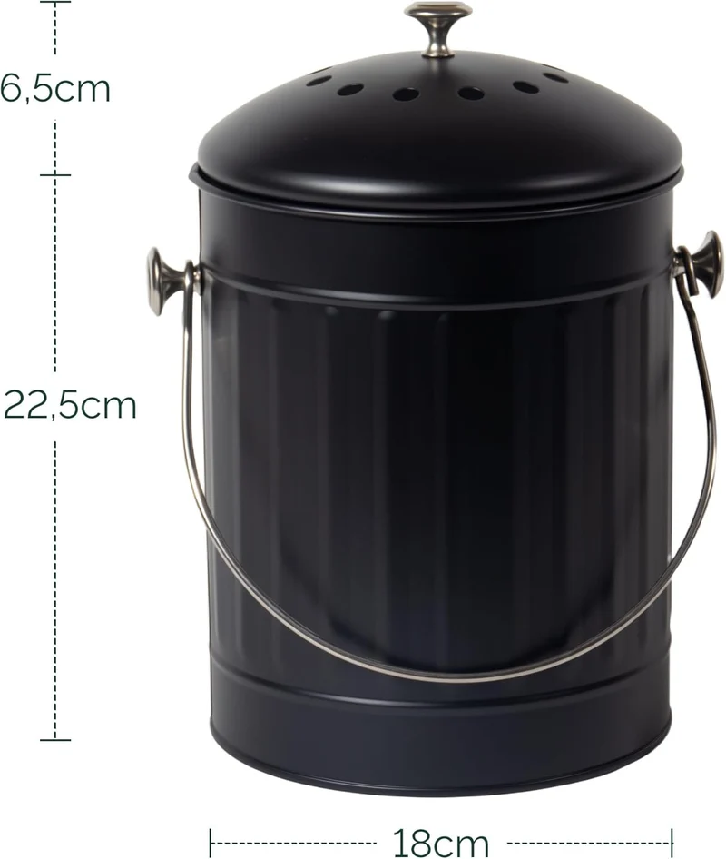 Biomülleimer Küche 5,5L mit Deckel & Sieb – Geruchsdicht, Spülmaschinenfest – Bioabfallbehälter für Biomüll