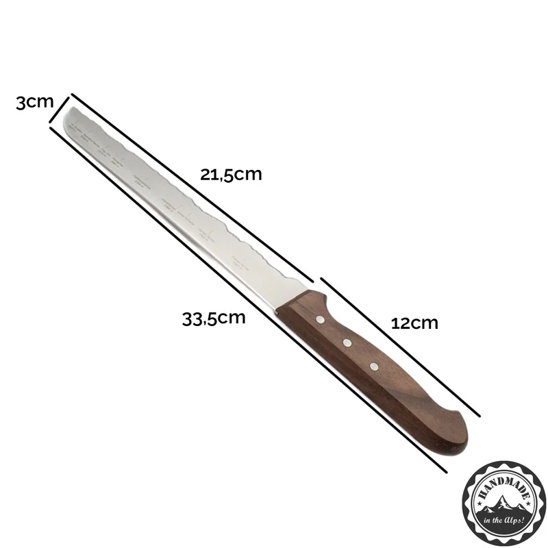 Brotmesser Nordkette | mit Panoramaschliff | handgemacht | aus Rockwell-Stahl mit Nussholzgriff | Made in Schwitzerland