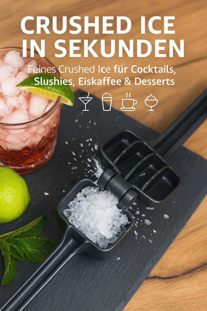 Thiru Eiszerkleinerer - Manueller Crushed Ice Maker für Eiswürfel, Slushy & Cocktails – Midnight Edition