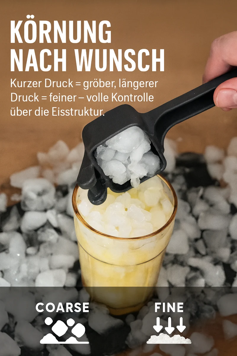 Thiru Eiszerkleinerer - Manueller Crushed Ice Maker für Eiswürfel, Slushy & Cocktails – Midnight Edition