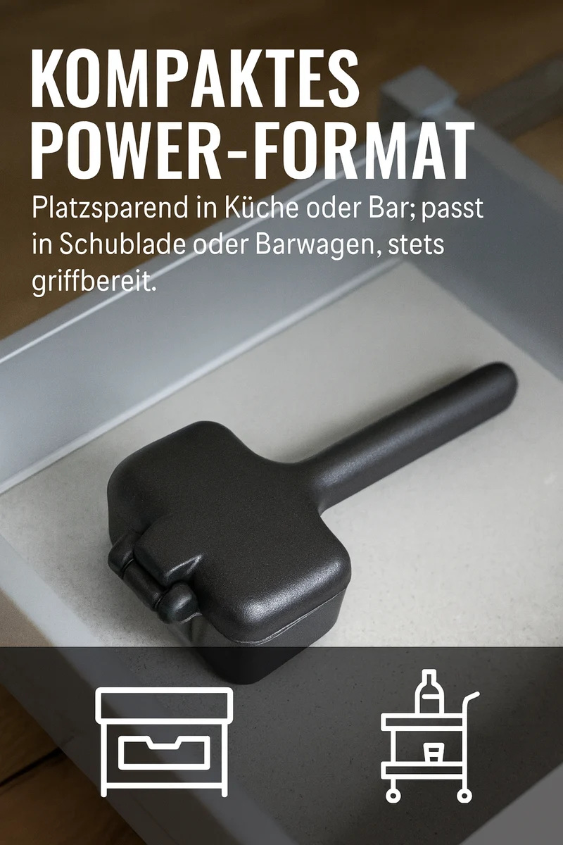 Thiru Eiszerkleinerer - Manueller Crushed Ice Maker für Eiswürfel, Slushy & Cocktails – Midnight Edition