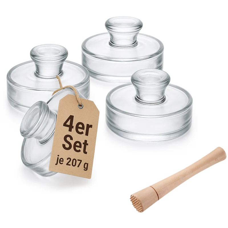 Thiru Premium Fermentiergewichte 4er-Set Ø 7–8 cm – Glasgewichte für Einmachgläser, hygienisch & geruchsneutral – ideal für Kimchi, Sauerkraut & Co.