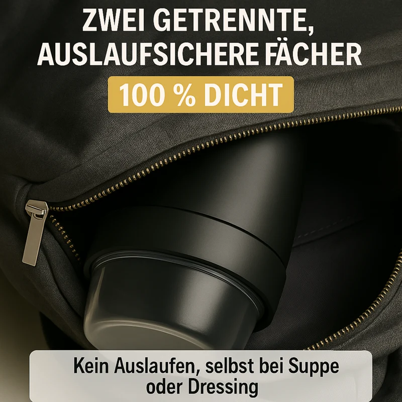 Lunchpot 1150 ml Midnight Edition – 3 auslaufsichere Fächer (200/350/600 ml) – Essensbehälter to go für Meal‑Prep, Büro, Schule – Made in Germany