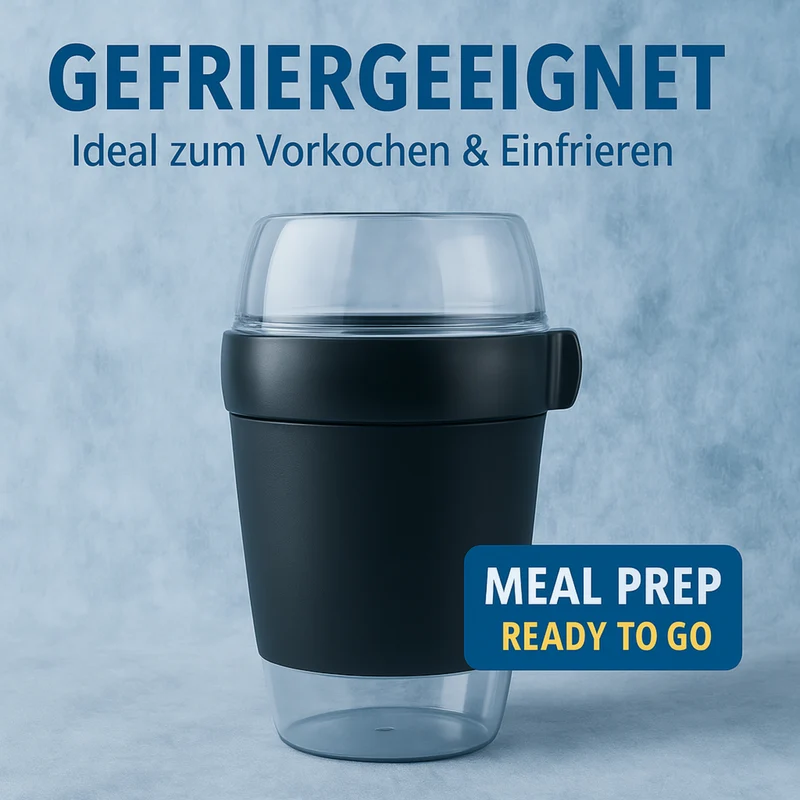 Lunchpot 1150 ml Midnight Edition – 3 auslaufsichere Fächer (200/350/600 ml) – Essensbehälter to go für Meal‑Prep, Büro, Schule – Made in Germany
