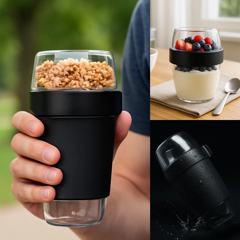 Lunchpot 1150 ml Midnight Edition – 3 auslaufsichere Fächer (200/350/600 ml) – Essensbehälter to go für Meal‑Prep, Büro, Schule – Made in Germany