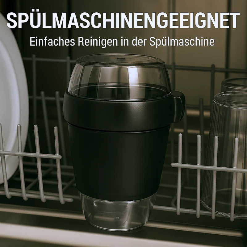 Lunchpot 1150 ml Midnight Edition – 3 auslaufsichere Fächer (200/350/600 ml) – Essensbehälter to go für Meal‑Prep, Büro, Schule – Made in Germany
