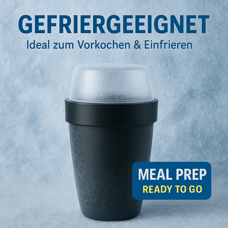 Thiru Müslibecher 2-in-1 700 ml – auslaufsicher (500 + 200 ml), mikrowellen- & tiefkühlgeeignet, Midnight Edition