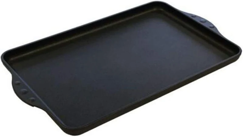Thiru Teppanyaki Grillplatte 41×24 cm „Lieblingspfanne“ – glatte Antihaft-Plancha aus Aluguss mit Seitengriffen, für Induktion/Ofen, inkl. Grillzange