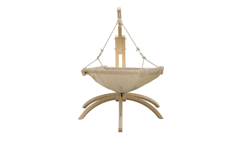 Babyhängemattengestell Hippo - Sicheres Wiegen für Ihr Baby | B 108 x H 140 x L 105 cm | unbehandelte Fichte | Belastbarkeit max. 35 kg | Made in Germany