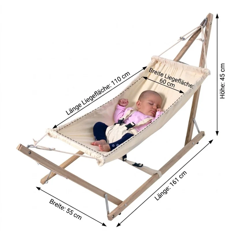 Babyhängematte Koala | inkl. Holzgestell | Flexible Geborgenheit für Dein Baby
