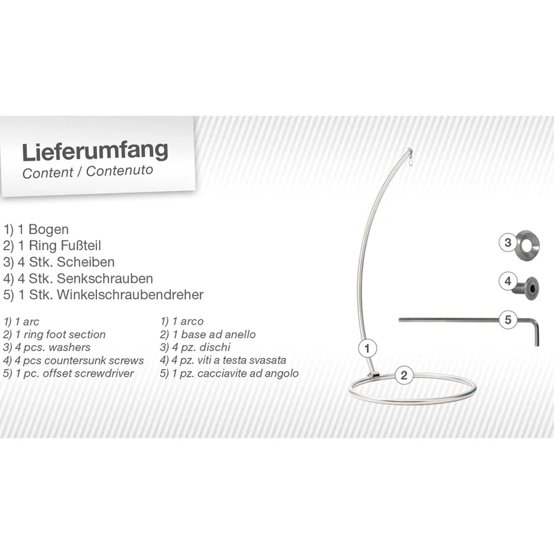 Hängesesselgestell 'Omega' | aus 100% Edelstahl poliert | H 240 x B 130 cm | Handwerksqualität aus Österreich