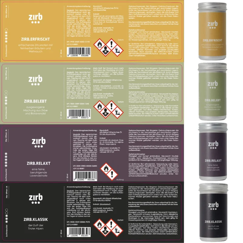 Duftsystem 'Mini' | Essenz-Öl 30 ml | L 6 x B 6 x H 9,5 cm | Zirbenholz | Naturbeton | Netzstecker inkl. Kabel | verschiedene Duftnoten | Made in Austria