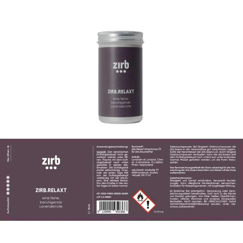 Duftsystem 'Mini' | Essenz-Öl 30 ml | L 6 x B 6 x H 9,5 cm | Zirbenholz | Naturbeton | Netzstecker inkl. Kabel | verschiedene Duftnoten | Made in Austria