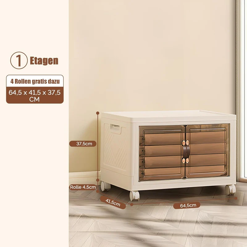 75L x 1,68.5*15*45.5 Faltbare Aufbewahrungsbox mit Deckel,Aufbewahrungsregal mit boxen,Stapelboxen,Kunststoffbox mit Türen