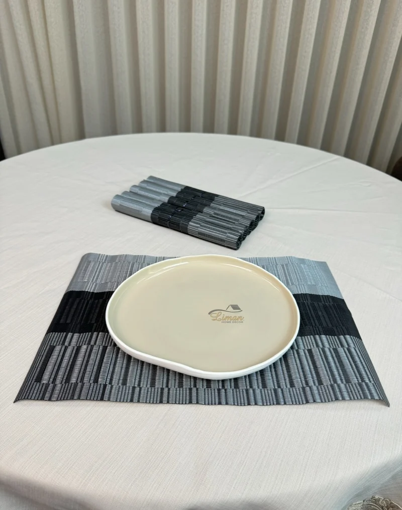 PLACEMATSET 6 DELIG GRIJS - ZWART