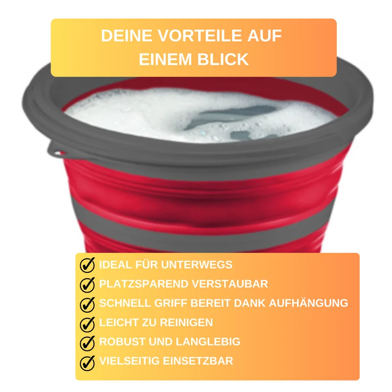 Faltbarer Eimer 10 l – platzsparend, robust & vielseitig einsetzbar