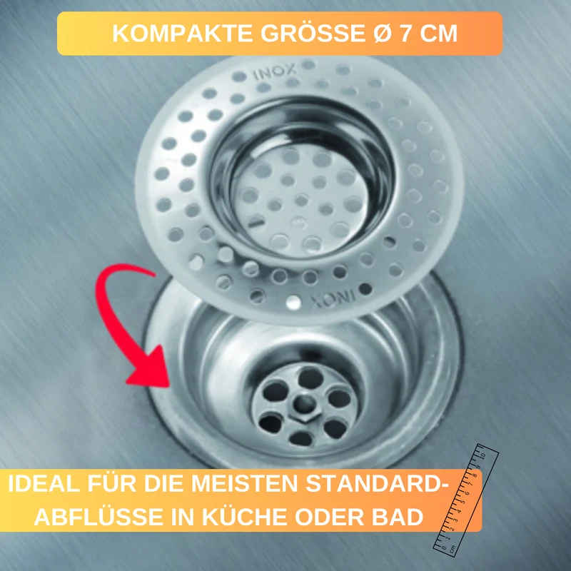 2er-Set Abfluss-Siebe Ø 7 cm – aus Edelstahl • schützt zuverlässig vor Verstopfungen