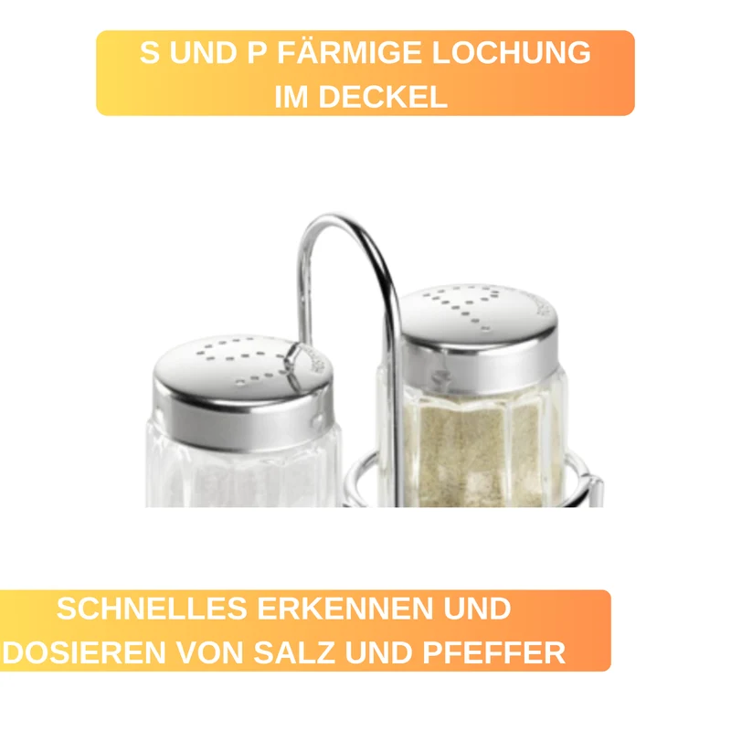 Menage Salz & Pfeffer »Traditionell« – je 50 ml • mit Ständer & Griff • stilvoll & praktisch