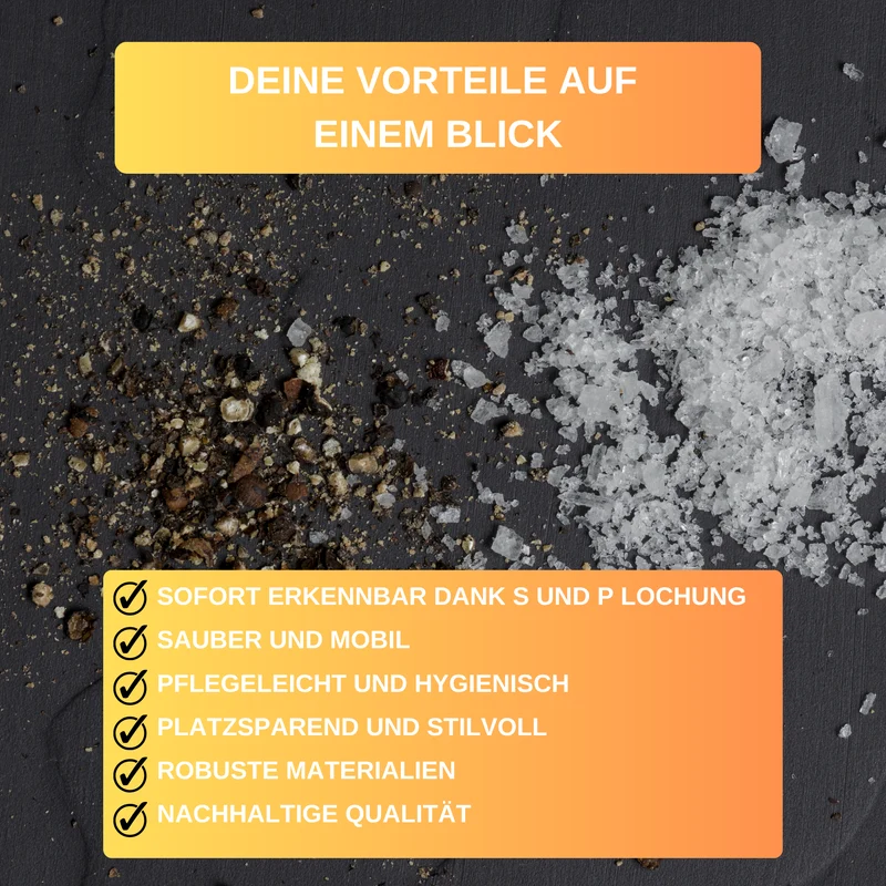 Menage Salz & Pfeffer »Traditionell« – je 50 ml • mit Ständer & Griff • stilvoll & praktisch