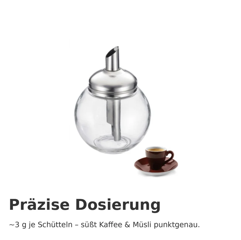 Zuckerdosierer »Roma« – 250 ml • stilvolles Design & Edelstahldosierer • ideal für Haushalt & Gastronomie