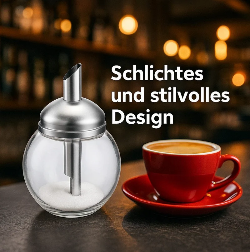 Zuckerdosierer »Roma« – 250 ml • stilvolles Design & Edelstahldosierer • ideal für Haushalt & Gastronomie
