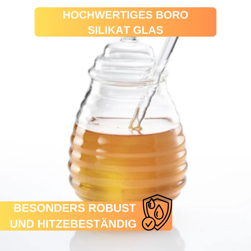 Honigtopf »Melli« – 400 ml • aus Borosilikatglas • mit Honiglöffel zum Portionieren