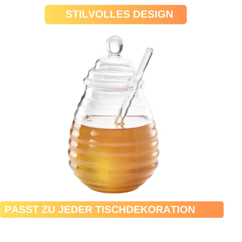 Honigtopf »Melli« – 400 ml • aus Borosilikatglas • mit Honiglöffel zum Portionieren