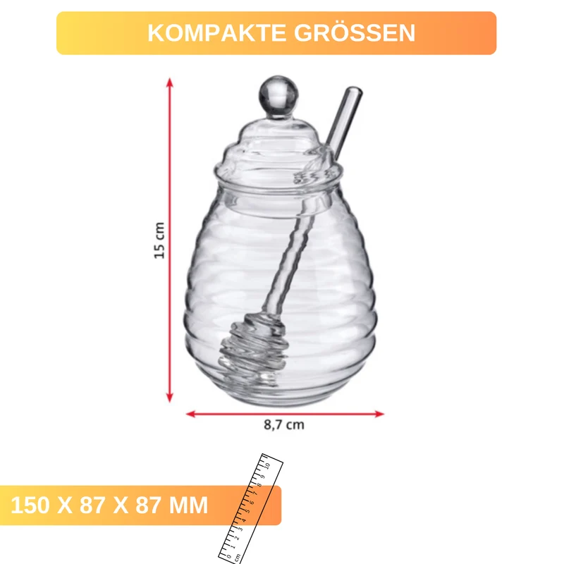 Honigtopf »Melli« – 400 ml • aus Borosilikatglas • mit Honiglöffel zum Portionieren