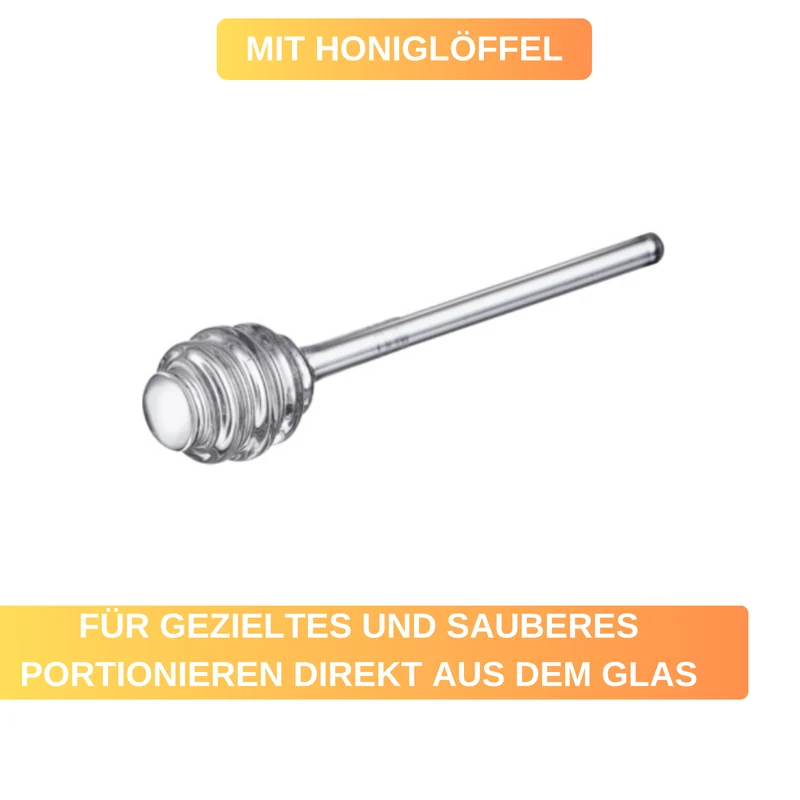 Honigtopf »Melli« – 400 ml • aus Borosilikatglas • mit Honiglöffel zum Portionieren
