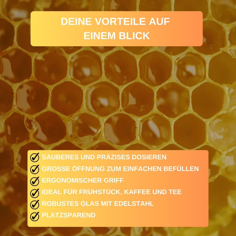 Honigtopf »Melli« – 400 ml • aus Borosilikatglas • mit Honiglöffel zum Portionieren