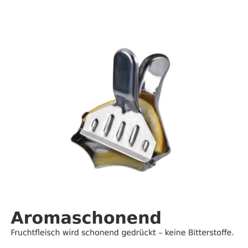 Zitronenschnitzelpresse – aus Edelstahl • ideal zum Auspressen einzelner Zitrusscheiben