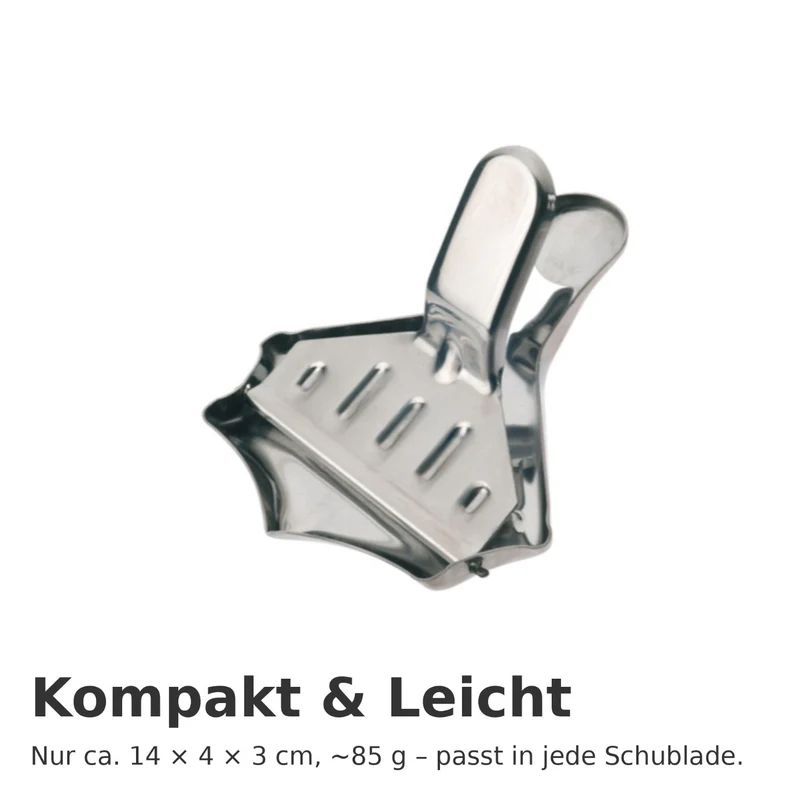 Zitronenschnitzelpresse – aus Edelstahl • ideal zum Auspressen einzelner Zitrusscheiben