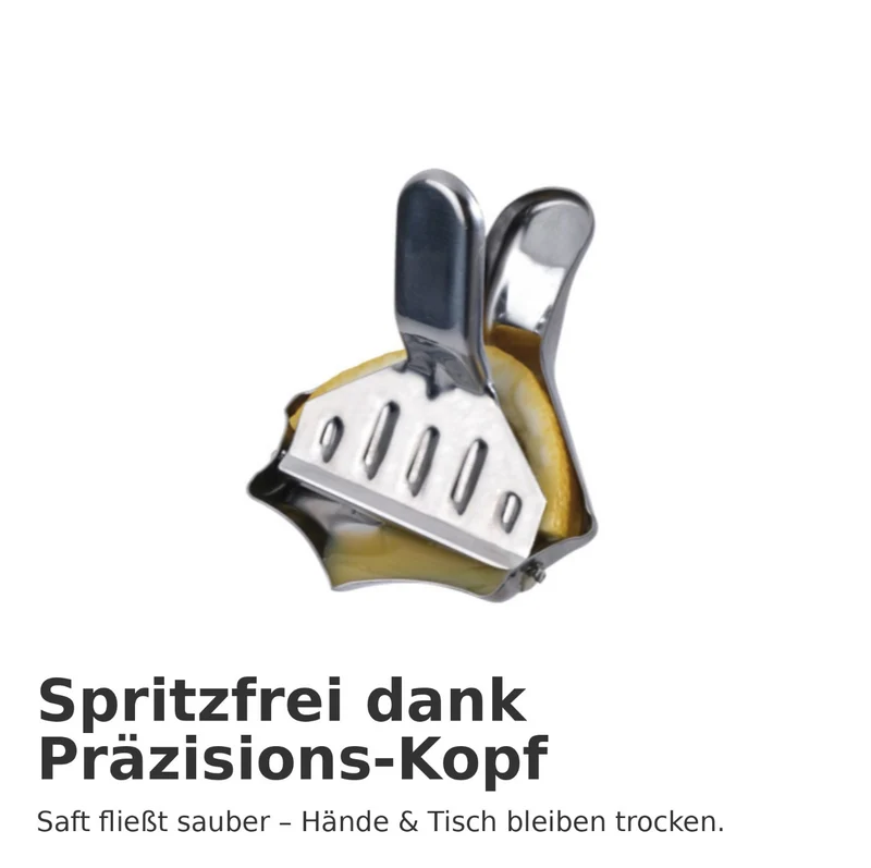 Zitronenschnitzelpresse – aus Edelstahl • ideal zum Auspressen einzelner Zitrusscheiben