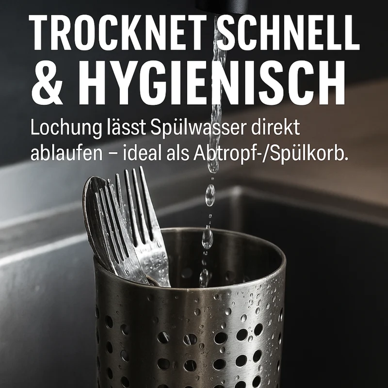 Thiru Besteckkorb – aus Edelstahl • ideal für Besteck & Küchenutensilien - Gastro geeignet