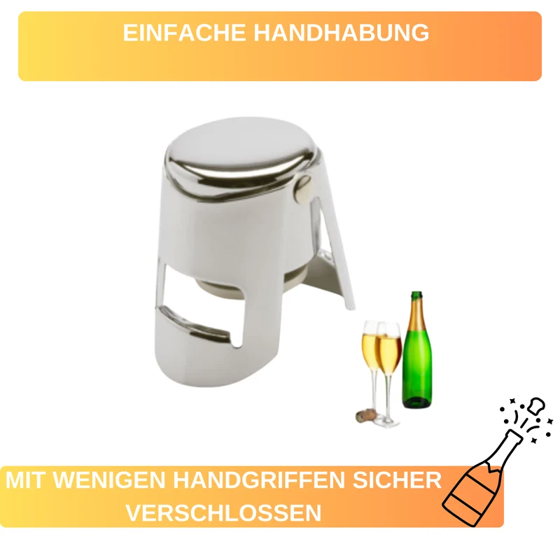 Sektflaschenverschluss – verchromt & luftdicht • hält Kohlensäure zuverlässig frisch