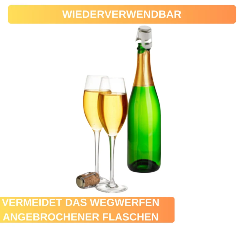 Sektflaschenverschluss – verchromt & luftdicht • hält Kohlensäure zuverlässig frisch