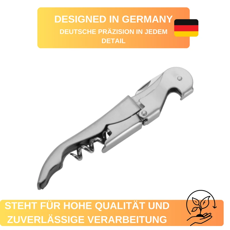 Kellnerbesteck »Profi« – mit 2-Stufen-Hebel, scharfer Klinge & Flaschenöffner • ideal für Wein & Kronkorken