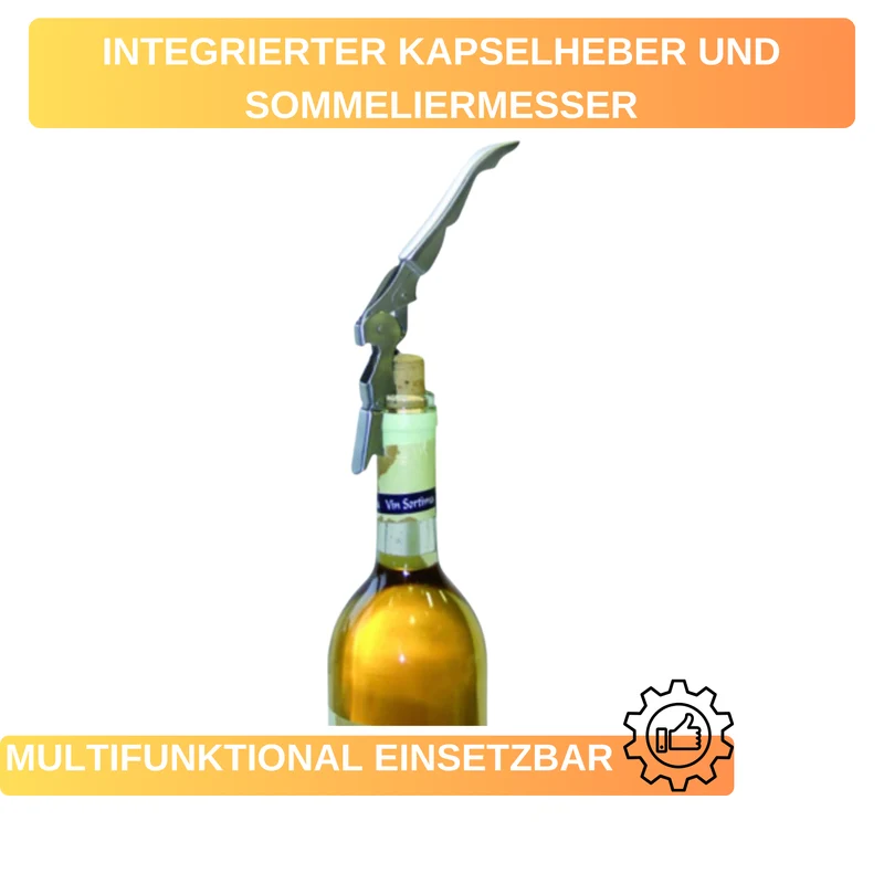 Kellnerbesteck »Profi« – mit 2-Stufen-Hebel, scharfer Klinge & Flaschenöffner • ideal für Wein & Kronkorken
