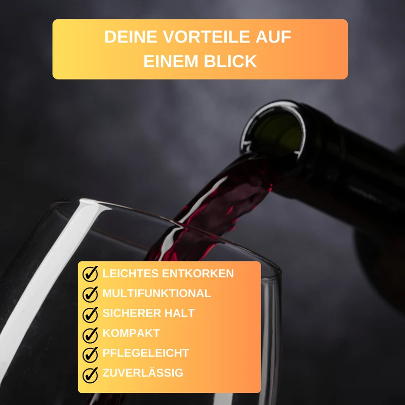 Kellnerbesteck »Profi« – mit 2-Stufen-Hebel, scharfer Klinge & Flaschenöffner • ideal für Wein & Kronkorken