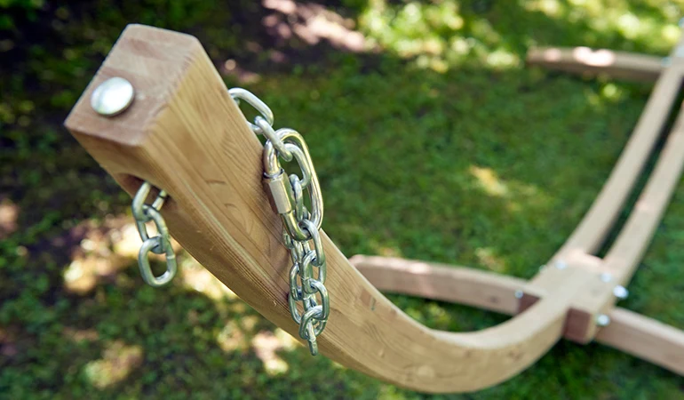 Hängemattengestell Kronos | L 358 x H 113 x B 105 cm | imprägniertes Fichtenholz mit verzinkten Beschlägen | Belastbarkeitn max. 120 kg | Made in Germany