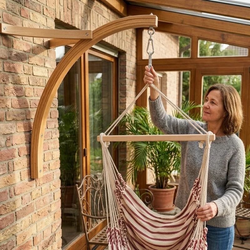 Wandbefestigung 'Chill out' - für Hängesessel | B 96 x H 96 cm | wetterbeständiges Eschenholz | Belastbarkeit max. 150 kg | Made in Austria