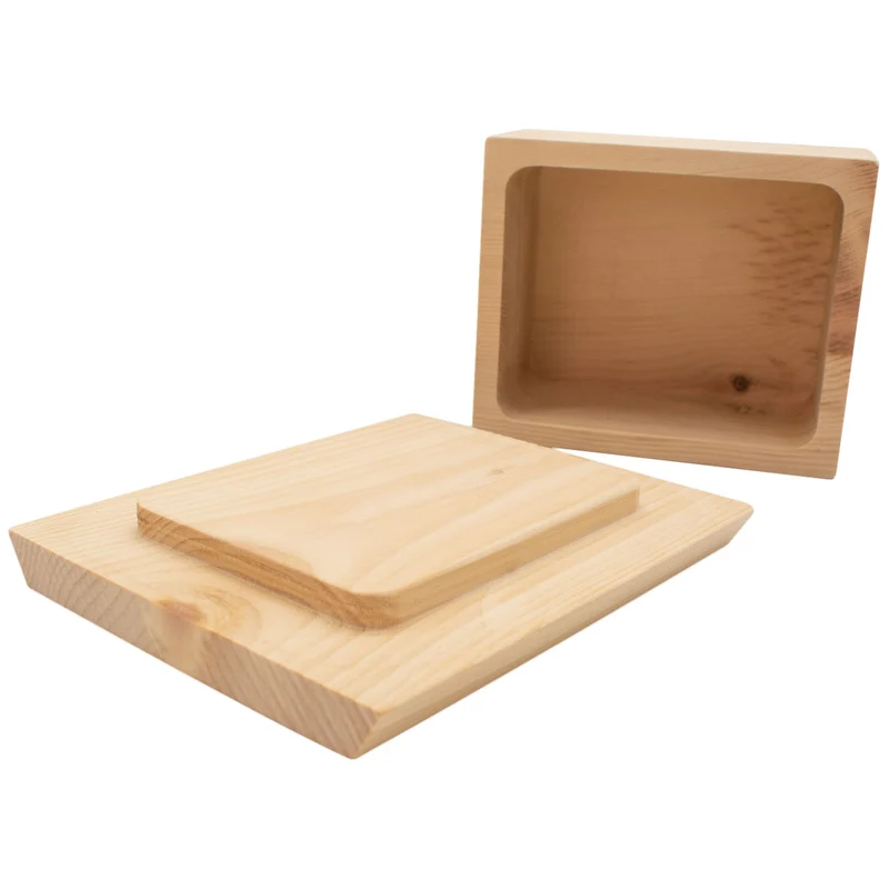 Set Butterdose | für 250 g Butterwürfel + Buttermesser | L 180 mm | 100% unbehandeltes Zirbenholz | umweltfreundlich und robust | Made in Europe