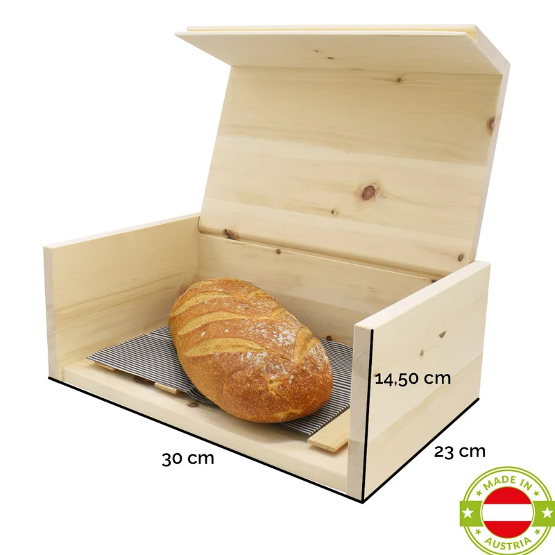 Brotkasten '4betterbread' | Zirbe | 3 Größen | Gitter, Bienenwachstuch oder Bäckerleinen optional | Handgemacht in Österreich