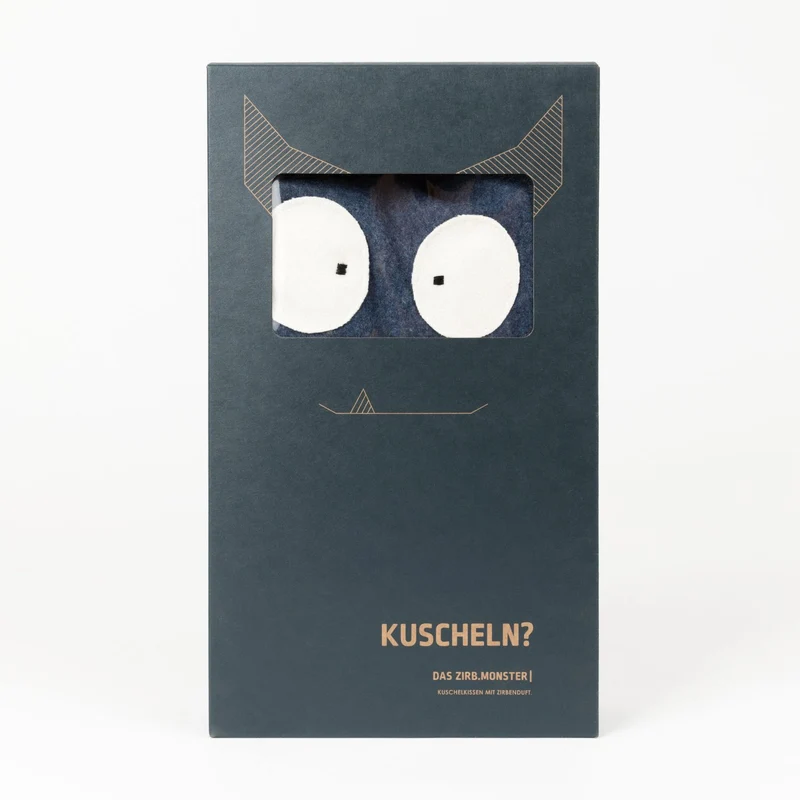 Kuscheltier | Wassermonster 'Splashy' | Merinoloden | Fülle Zirbenholzgranulat | blau | L 18 x H 31 x T 6 cm | waschbar | Made in Austria