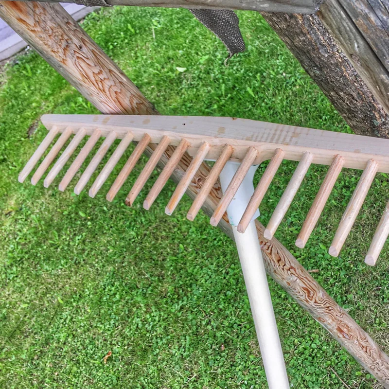 Vollholz Heurechen | Eschenholz Zinken | 180 cm Lindenholzstiel | Breite 67 cm, 73 cm oder 79 cm | Handgemacht in Österreich