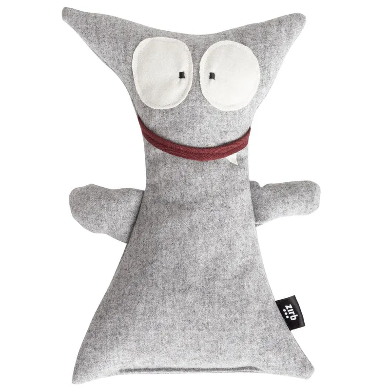 Kuscheltier | Bergmonster 'Rocky' | Merinoloden | Fülle Zirbenholzgranulat | grau | L 18 x H 31 x T 6 cm | waschbar | Made in Austria