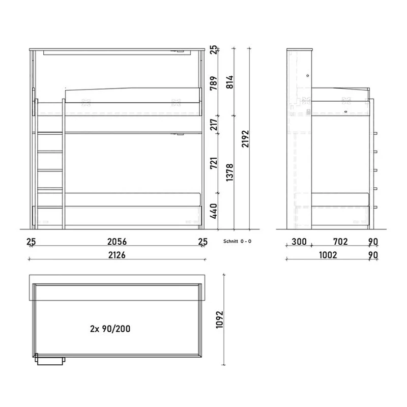 Gastro & Hotel - Multifunktionales Klappbett | Schrankbett | Stockbett Plano Cube | Sofa und Zusatzbett | inkl. Matratzen | robustes Design | TÜV geprüft | Made in Austria