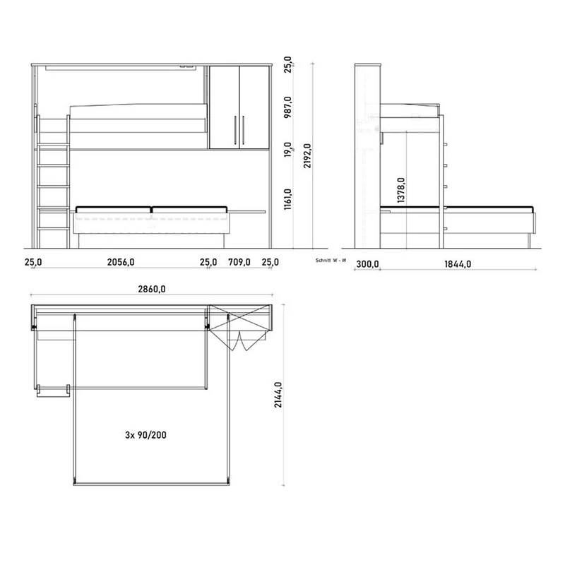 Multifunktionales Klappbett | Schrankbett | Stockbett | Sofa und Zusatzbett | inkl. Matratzen | robustes Design | TÜV geprüft | Made in Austria