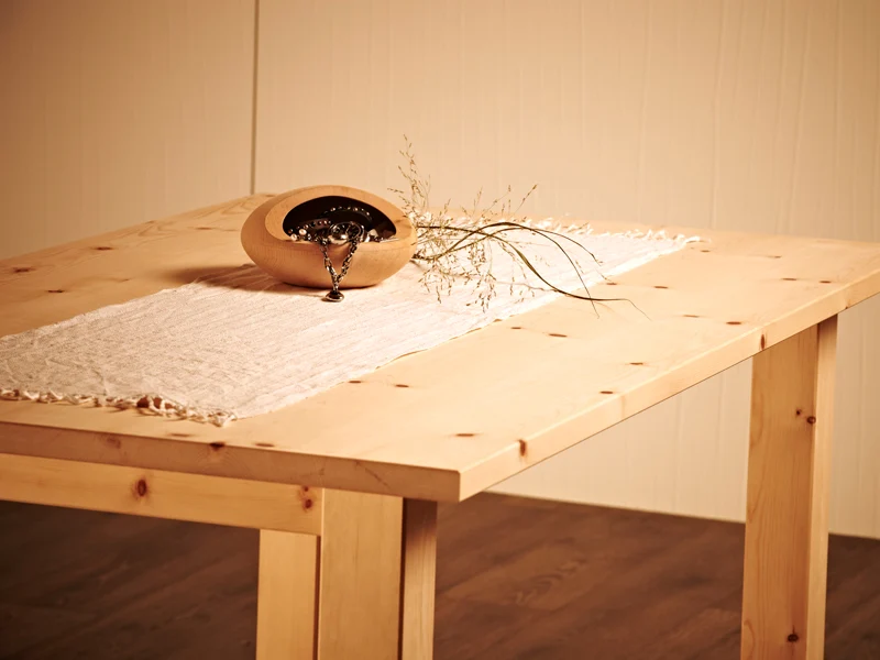 Massiver Holztisch 'Tablein' | Fichte, Buche, Eiche oder Zirbe | L 120/160 x B 80/90 x H 75 cm | Made in Südtirol